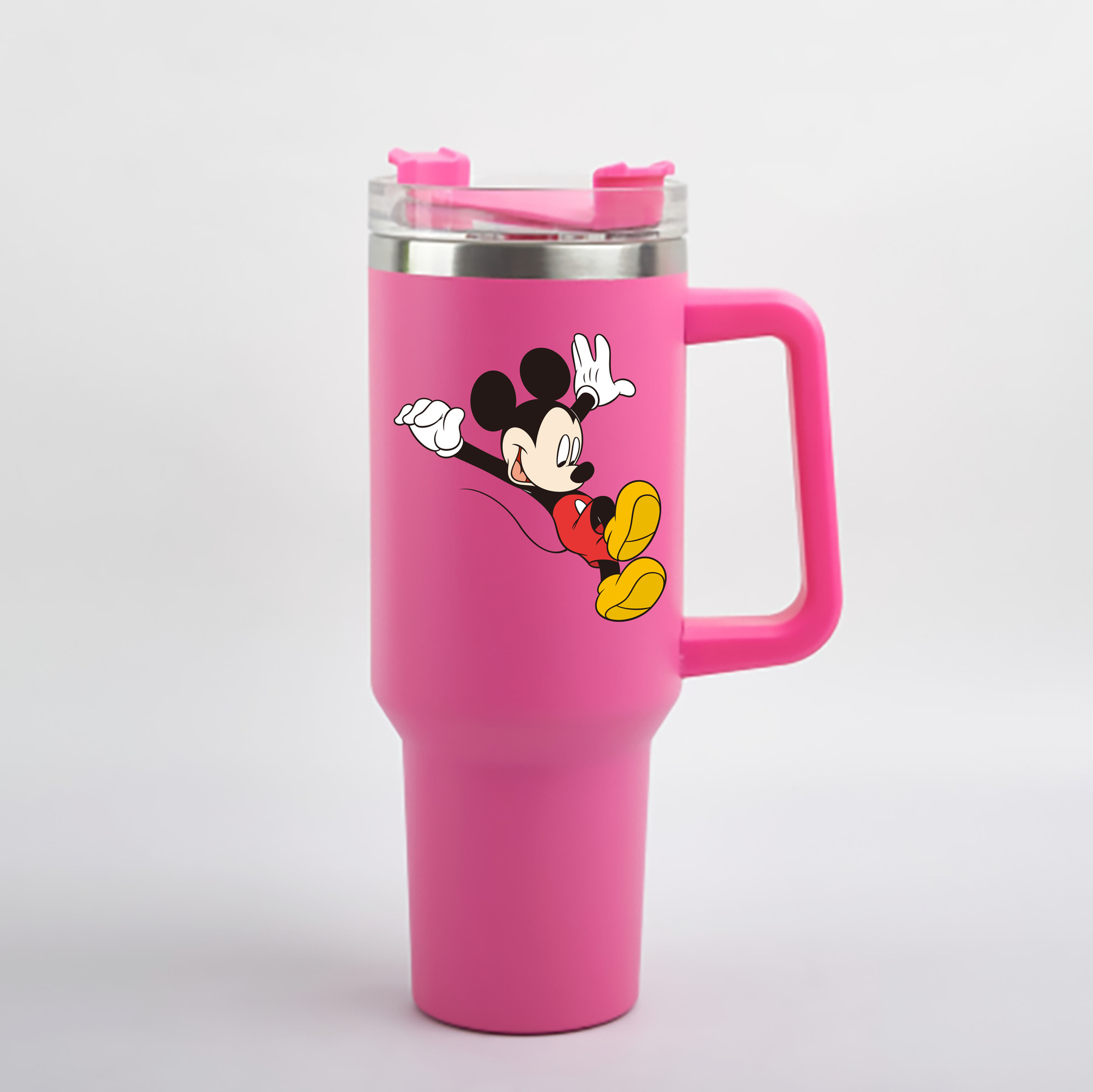 （画像用） ミッキーマウス Mickey Mouse 1200mL車用タンブラー - クリスタルステッカー（プラスチックストロー付き）